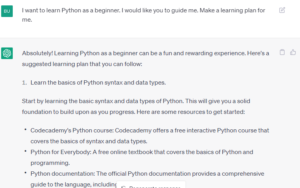 How can you learn Python from chatGPT in 2023